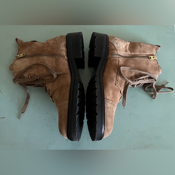 All Saints Brown Lira Suede Hiker Boots Lace Up Ankle Boots Shoes 39 - Picture 5 of 11